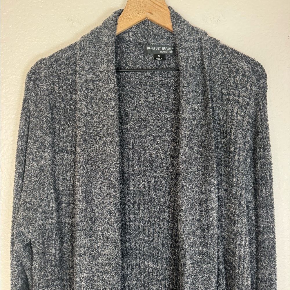 Barefoot Dreams Duster Sweater Cardigan Charcoal Gray size 1X 14-16 $168 - Picture 2 of 7